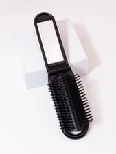 Image of Folding Hair Brush With Mirror Travel Handbag Pocket Size Portable Handy Compact