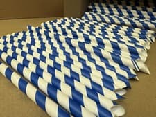 Image of 1000 x Bulk Paper Straws 9mm x 200mm - Eco Friendly Blue Stripe Slush Straws