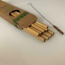 Image of Bamboo Straws + Cleaning Brush Reusable Drinking Pack Biodegradable Natural Eco