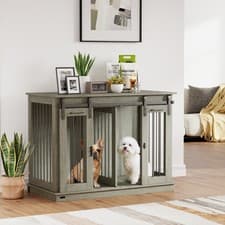 Image of Dog Crate Furniture for Small/Large Dogs w/ Divider, White