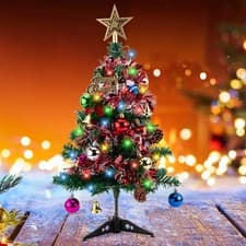 Image of 60cm Long Tabletop Artificial Small Mini Christmas Tree with LED Lights Ornament