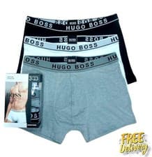 Image of Hugo Boss Men's Boxer Underwear 3 Pack White Grey Black Size ( M / L / XL )