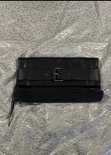 Image of All Saints Black Leather Clutch Bag
