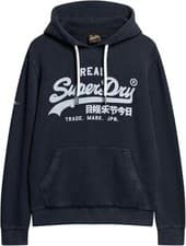 Image of Superdry Vintage Logo VL Hoodie Overhead Long Sleeve Pullover Navy Blue
