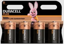 Image of Duracell D 100% Plus Power LR20 MN1300 Alkaline Batteries 4, 8, 12 Multipack
