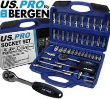 Image of BERGEN Socket Set 46pc 1/4" Drive Tool Set With Ratchet Torx Hex UJ Adaptor PZ2