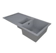 Image of Composite Granite 1.5 Bowl Kitchen Sink -grey - with Reversible Drainer Shardu