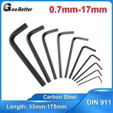 Image of 0.7mm-17mm Metric Long Arm Allen Key Black Hex Wrench Screwdriver Hexagonal Keys