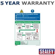 Image of Sealey Worksafe� Electric Shock Emergency Action Safety Sign Rigid Plastic