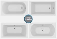 Image of Bath Tub Bathroom Single & Double Ended Straight Gloss White Acrylic Modern