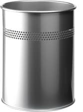 Image of Durable Metal Round Waste Bin Silver 15 Litre Capacity | Stylish 30 mm Perforate