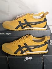 Image of Onitsuka Tiger Mexico 66 Yellow Black Trainers Sneakers Men Women All Sizes New