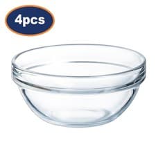 Image of Luminarc Bowl Dessert Salad Tempered Glass Stackable Clear Smooth 14cm 625ml 4Pc