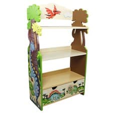 Image of Dinosaur Kingdom Hand Crafted Kids Wooden Bookcase TD-0069A by Teamson Kids