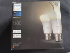 Image of Philips Hue White B22 Smart LED Bulbs 1100lm Bluetooth Alexa Google 2 Pack