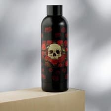 Image of Skulls & Roses Stainless Steel Insulated Drinks Bottle 500ml - Water Hot Cold