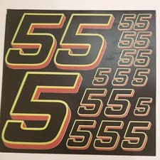 Image of Matte Black-w yellow/red #5's Racing Vinyl Decal Sheet Rc