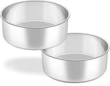 Image of Deep Cake Tin, 8 Inch Stainless Steel round Baking Pan Set of 2, Birthday Weddin