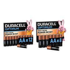 Image of Duracell Optimum AA 20 Pack MX1500 1.5V Alkaline High Performance Batteries