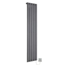 Image of Electric Designer Radiator Anthracite Vertical Thermostatic Flat Panel 1850mm(h)