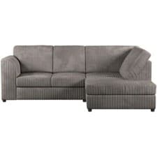Image of Jumbo Cord High Back Cushions Corner Sofa Suite Set Footstool 3 2 Seater Grey UK