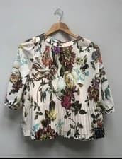Image of Ted Baker Floral Pleated Chiffon Blouse Size 2 UK10-12 New Stunning Floral Print