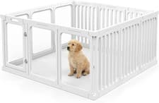 Image of Transparent Acrylic Dog Playpen 60cm 12 Panel Puppy Pen Indoor Outdoor Fence