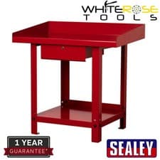 Image of Sealey Workbench Steel 1m with 1 Drawer Lockable Red Gloss Shelf Workstation