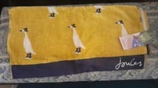 Image of NEW JOULES DELIA DUCK MUSTARD/NAVY 100% COTTON VELOUR HAND TOWEL
