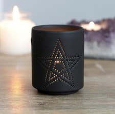 Image of Pentagram Tea light Holder Gothic Black Star Holder, Spells, Magic, Candle