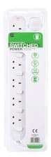 Image of 6 GANG SOCKET EXTENSION CABLE LEAD w/ SWITCHES 2M 13A MASTERPLUG SWC6210N WHITE
