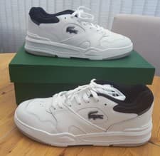 Image of Lacoste Lineshot Leather White/Black Lace Up Tennis Shoe Size 9 BNWT