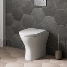 Image of Back to Wall Toilet BTW Modern Ceramic Pan Soft Close Seat Space Saving White