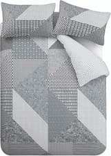 Image of Catherine Lansfield Larsson Geo Easy Care Reversible Duvet/Bedding Set Grey