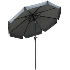 Image of Outsunny 2.7m Patio Umbrella Garden Parasol with Crank, Ruffles, 8 Ribs, Grey