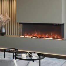 Image of Media Electric Fireplace 50" 60" 80" Wall Recessed Inset Fire 3 Sided Panoramic