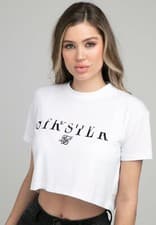 Image of SikSilk Womens White Division Crop Tee UK10 Small