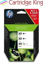 Image of HP 301 3-pack Black (2)/Tri-colour (1) Original Ink Cartridges