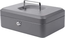 Image of - Premium 10-Inch Metal Cash Box 25 X 18 X 9 Cm with 2 Keys and Removable Change
