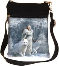 Image of Nemesis Now B1850E5 Winter Guardians Anne Stokes Shoulder Bag 23cm White, PU and