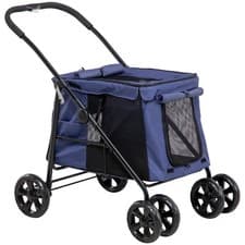 Image of PawHut One-click Foldable Pet Stroller - Blue ,Refurbished