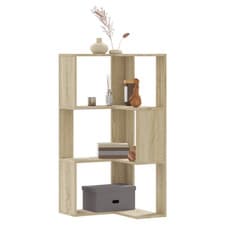 Image of Bookcase 3-Tier Engineered Wood Sonoma Oak 50x50x102cm Slim Modern Storage Unit