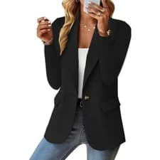 Image of Women's Blazers Jacket Elegant Office Coat Formal Autumn Winter Slim Solid UK