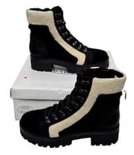 Image of STEVE MADDEN Womens Lovely Groove Black Zip Up Block Heel Boots EU 37 UK 4