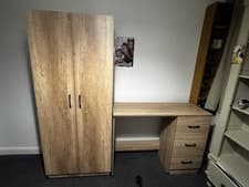 Image of New! Wardrobe and Table with Drawers Set For Children's Bedroom