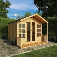 Image of 12x8 Summerhouse with Veranda Wooden Garden Shed Office Outdoor Building Waltons