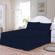 Image of Plain Dyed Deep Fitted Valance Sheet Polycotton Sheet Single Double King S.King