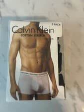 Image of Calvin Klein 3 Pack Trunks Cotton Stretch Black with White Band Medium Authentic