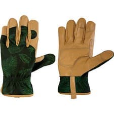 Image of Kew Gardens High Performance Leather Gardening Gloves Brown / Green S Pack of 1