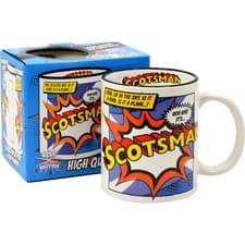 Image of Scottish Mug. Scotsman Scotland Superman Joke Comedy Coffee Tea Cup Gift Him man